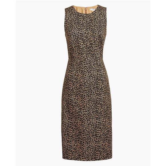 J.Crew Women's Leopard Animal Print Sheath Dress Size 2 Sleeveless Knee-Length - Picture 1 of 12